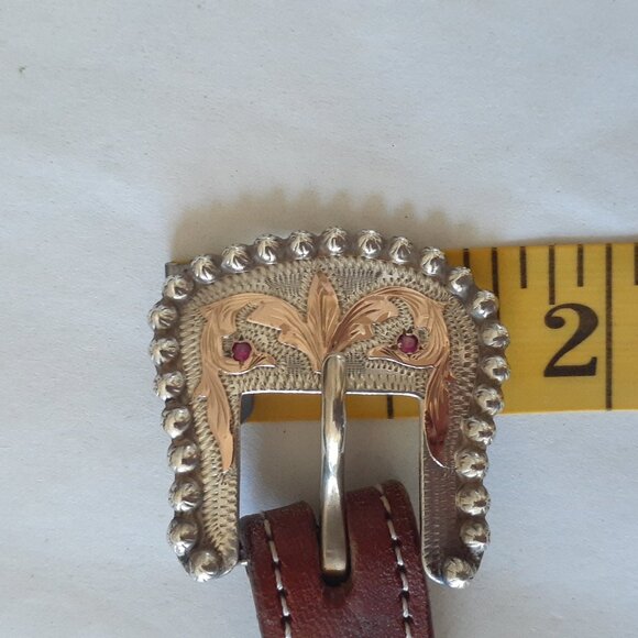 Rare Vintage VOGT Sterling & Ruby Horse Hair Western Belt display picture 3